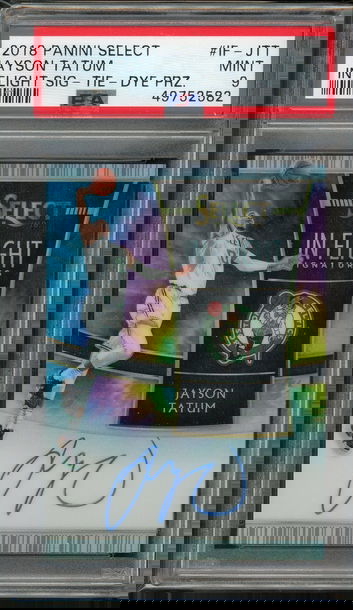 2018 Select In Flight Signatures Tie Dye Jayson Tatum 01/25 PSA 9