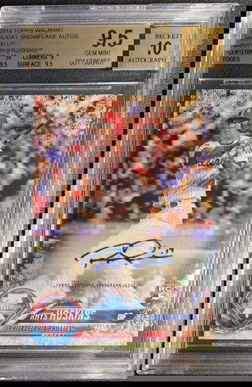 2018 Topps Holiday Snowflake Auto Metallic Rhys Hoskins 5/10  9.5 GEM