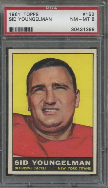 1961 Topps #152 Sid Youngelman New York Titans PSA 8 NM/MT