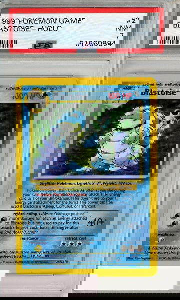1999 POKEMON GAME BLASTOISE-HOLO #2 PSA 7 NM