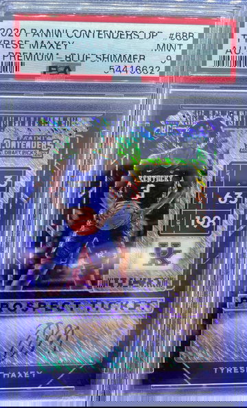 2020 Panini Contenders draft Tyrese Maxey Blue Shimmer RC Auto /15 FOTL PSA 9 mint Pop 1 UK