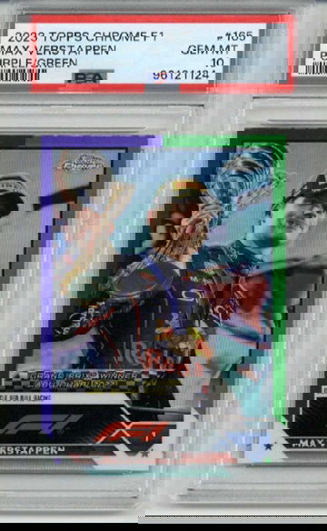 2023 TOPPS CHROME F1 PURPLE GREEN REFRACTOR #165 MAX VERSTAPPEN PSA 10 LOW POP