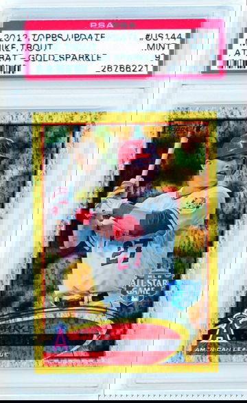 2012 Topps Update US144 Mike Trout At Bat-Gold Sparkle PSA 9