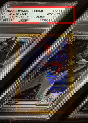 2020 Bowman Chrome Drew Waters Prospect Gold Shimmer PSA 10