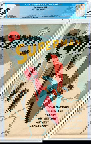 SUPERMAN #18 * DC * 1942 * LUTHER APPEARANCE * HALF PAGE AD FOR WONDER WOMAN #1