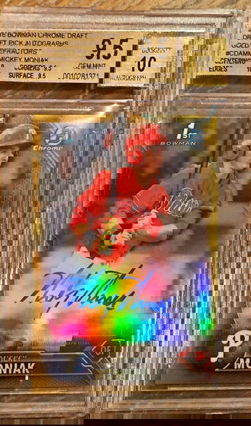 Mickey Moniak 2016 Bowman Chrome Draft Gold Refractoe Gem Pop 1!!