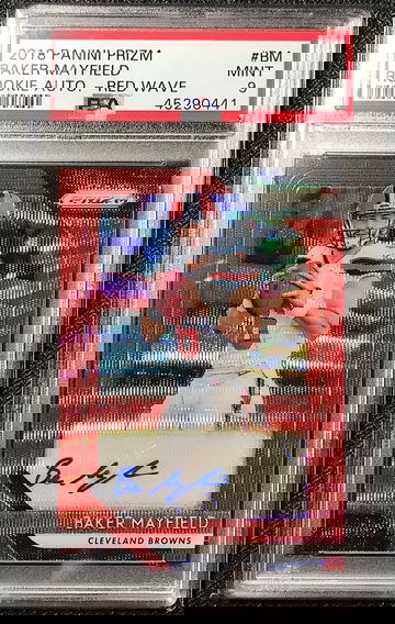 Baker Mayfield 2018 Prizm Red Wave Auto /199 PSA 9 (45290441)