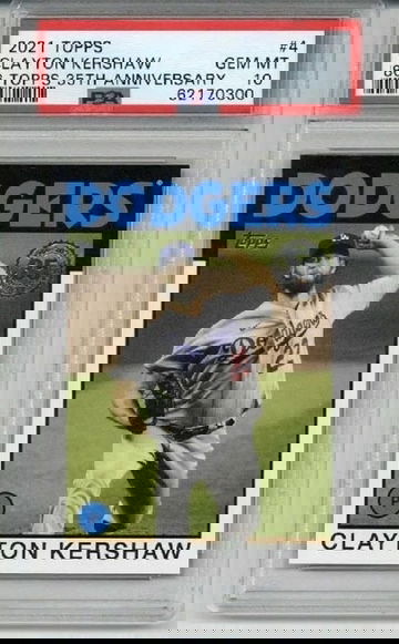 2021 TOPPS 1986 TOPPS 35th ANNIVERSARY #4 CLAYTON KERSHAW CARD DODGERS PSA 10