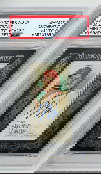 💎🐐 2020 Allen & Ginter MIKE TROUT Mini Auto Framed Black /25 PSA/DNA 9 1/1 📈 POP 1