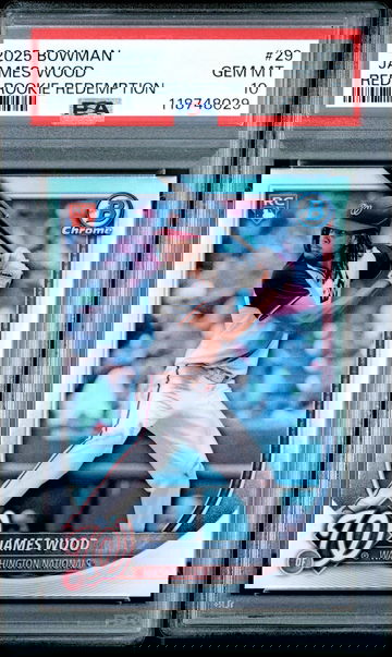 2025 Bowman James Wood Red Rookie Redemption PSA 10 GEM MT #29 RC Nationals