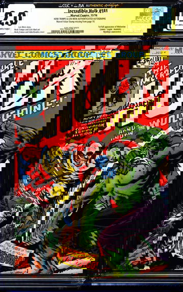 Incredible Hulk #181 (1974) CGC 2.0 -- Signed by Len Wein & Herb Trimpe; JSA