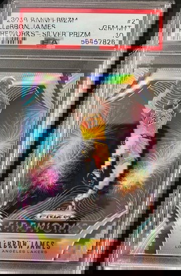 2019 Panini Prizm LeBron James Fireworks-Silver Prizm PSA 10