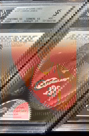 2003 SP Game Used Lebron James Authentic Rookies Card Numbered To /999 BGS 9 Mint