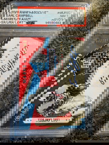 2019 Panini Absolute Marks Of Fame Earl Campbell Auto /20 HOF Oilers PSA 7