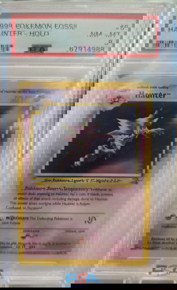 1999 Pokemon Fossil Haunter Holo PSA 8