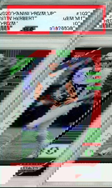 2020 PANINI PRIZM DRAFT PICKS JUSTIN HERBERT #102 RED PRIZM ROOKIE PSA 10 GEM MT