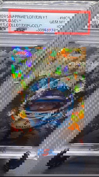 2024 Topps Chrome Sapphire F1 Pierre Gasly Helmet Collection Gold  PSA 10