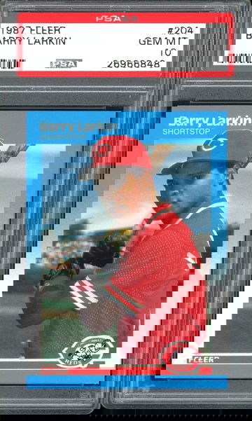 BARRY LARKIN 1987 FLEER #204 PSA 10 GEM MINT RC