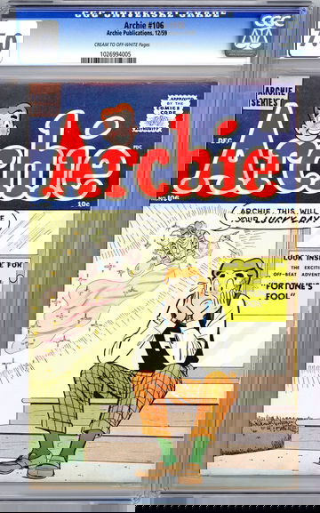 ARCHIE COMICS #106 CGC 7.0 CLASSIC ARCHIE FEATURING JUGHEAD BETTY VERONICA 1958