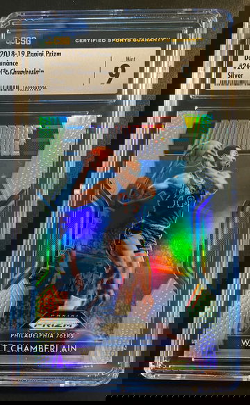 2018-19 Panini Prizm Wilt Chamberlain Silver Dominance Graded MINT POP 1!