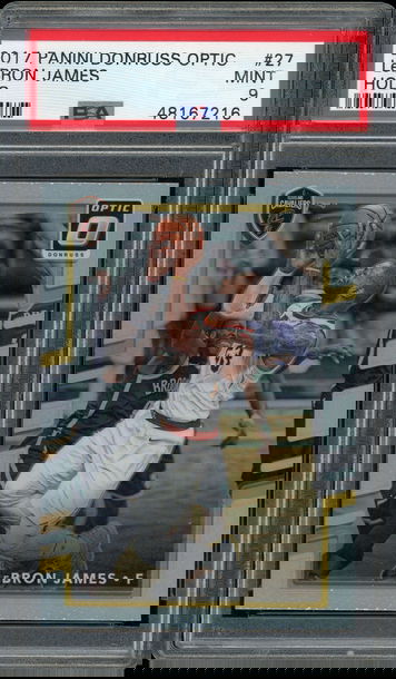 LeBron James 2017-18 Panini Donruss Optic Holo PSA 9 MINT #27 Prizm Cavs Lakers