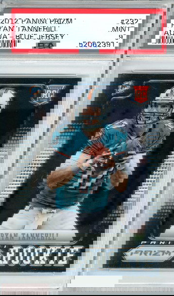 2012 PANINI PRIZM RYAN TANNEHILL #232 AQUA-BLUE JERSEY DOLPHINS ROOKIE RC PSA 9