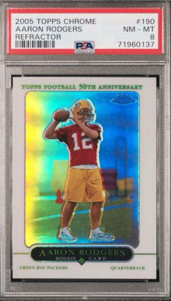 2005 Topps Chrome Aaron Rodgers #190 Refractor Rookie RC PSA 8