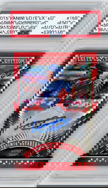 2015 PANINI ELITE EXTRA EDITION ASPIRATIONS DIE CUT VLADIMIR GUERRERO JR AUTO PSA 9 NUMBERED 10/100