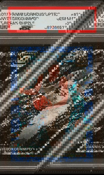 2017 Donruss Optic #81 Giannis Antetokounmpo Fast Break Purple /155 PSA 10