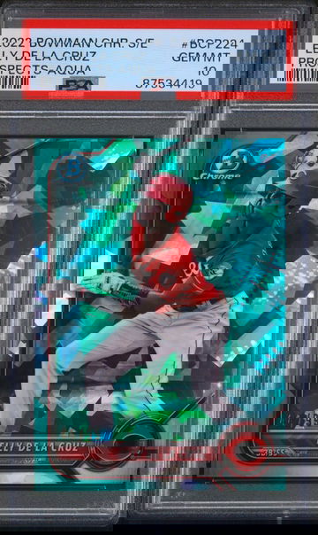 ELLY DE LA CRUZ 2022 BOWMAN CHROME SAPPHIRE PROSPECTS AQUA /99 PSA 10 1 OF KIND 