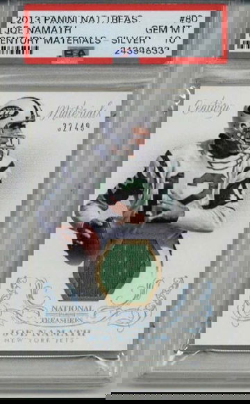 2013 PANINI NATIONAL TREASURES CENTURY MATERIALS #80 JOE NAMATH /49 PSA 10