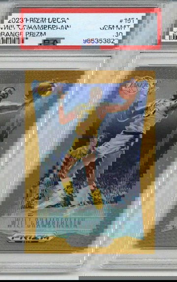 2023 PANINI PRIZM DECA ORANGE PRIZM #151 WILT CHAMBERLAIN /49 PSA 10 POP 4 RARE