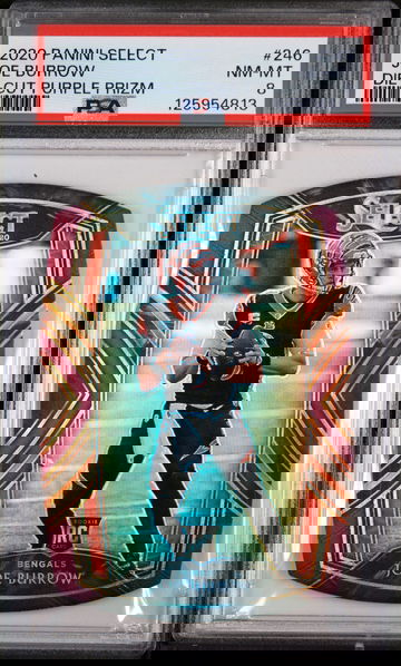 2020 Panini Select Prizm Purple Joe Burrow #246 PSA 8