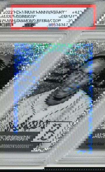 2022 TOPPS CHROME PLATINUM AN B&W MINI DIAMOND REFRACTOR JACKIE ROBINSON PSA 10