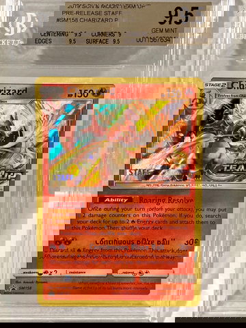 Team Up Pre Release Staff Charizard Bgs 9.5 Gem Low Pop