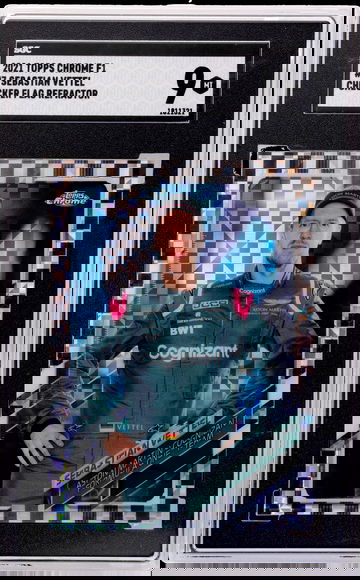 2021 Topps Chrome F1 Checker Flag Sebastian Vettel #7 SGC 9 Refractor