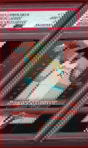 2003 UPPER DECK LEBRON JAMES ROOKIE EXCLUSIVES PSA 9 ROOKIE CARD RC #1!