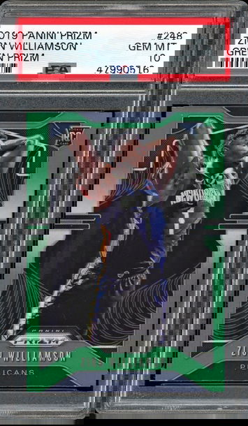 2019 Zion Williamson prizm green psa 10 rookie
