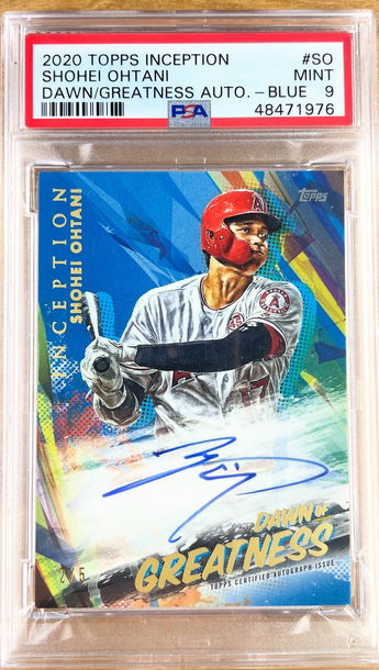 2020 Topps Inception Shohei Ohtani Dawn Of Greatness Auto Blue #2/5 PSA 9