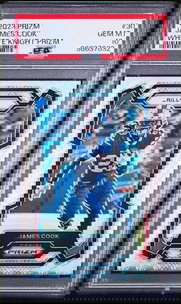2023 Panini Prizm White Knight Prizm James Cook #30 PSA 10