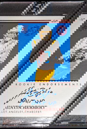 2020 Panini Encased Justin Herbert Rookie Endorsements Ruby Black Box 1/1