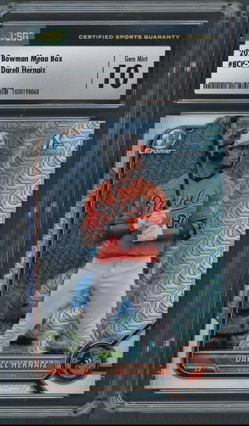 2022 Bowman Chrome Darell Hernaiz BCP-27 Mega Box - CSG Gem Mint 10 - Orioles