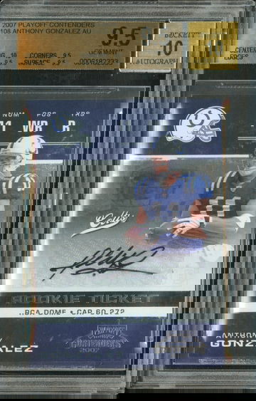 2007 Playoff Contenders Anthony Gonzalez BGS 9.5 (10/9/5/9.5/9.5) 10 Auto Colts