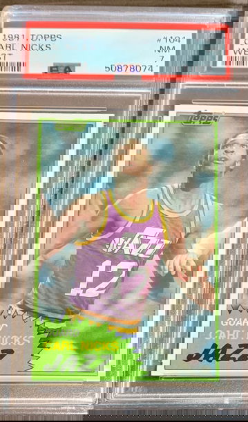 1981 - 82 Topps Basketball #104 West - Carl Nicks - RC Graded PSA 7 NM Near Mint  ROOKIE CARD 