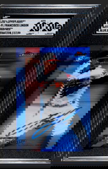 2016 Topps Finest Francisco Lindor Auto Blue Refractor /150 SGC 10/10