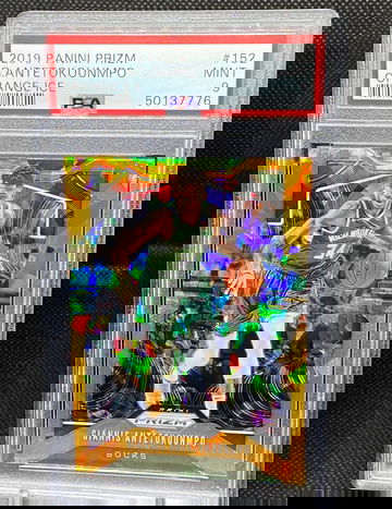 2019 Panini Prizm Orange Ice Giannis Antetokounmpo PSA 9