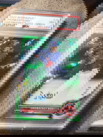 2022 1st Bowman Chrome Sapphire Auto Jhonkensy Noel #CPA-JN /50 Green PSA 9 MINT Rookie RC Cleveland Guardians