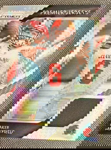 2018 Prizm Premier Jerseys card of Baker Mayfield RC 