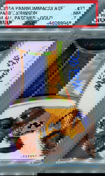 2014 Panini Immaculate Magic Johnson gold auto patches /10 PSA 7