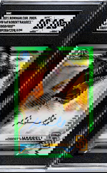 2021 Bowman Chrome Robert Hassell Auto Green Refractor CPA-RH 8/99